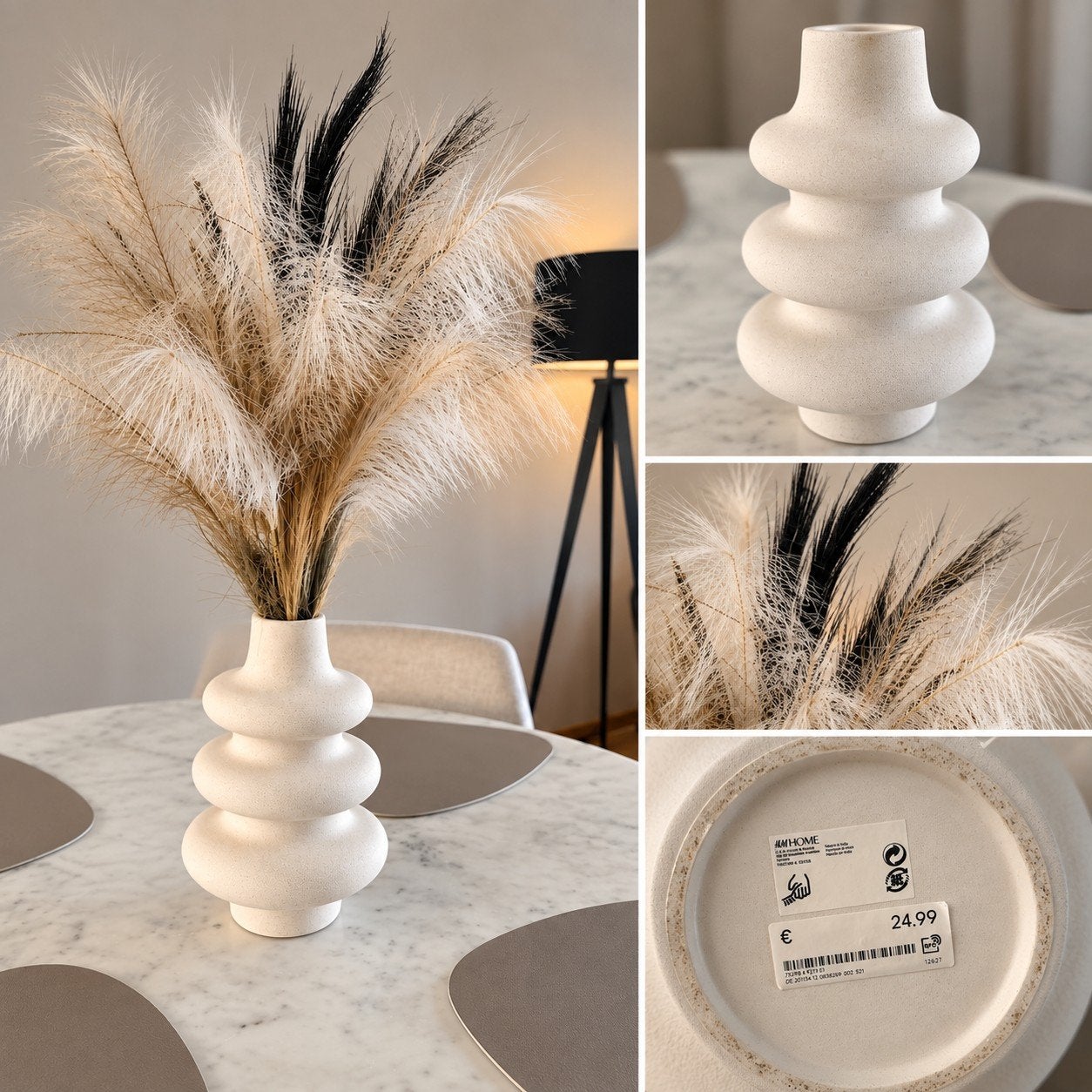 H&M Home decoratieve vaas beige / crème, Huis en Inrichting, Ophalen, Matte afwerking, Beige