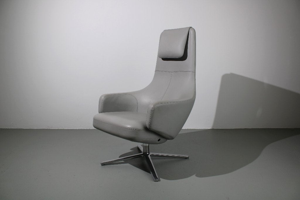 Vitra Repos fauteuil, licht grijs, Gebruikt, Ophalen of Verzenden, 50 tot 75 cm, Leer
