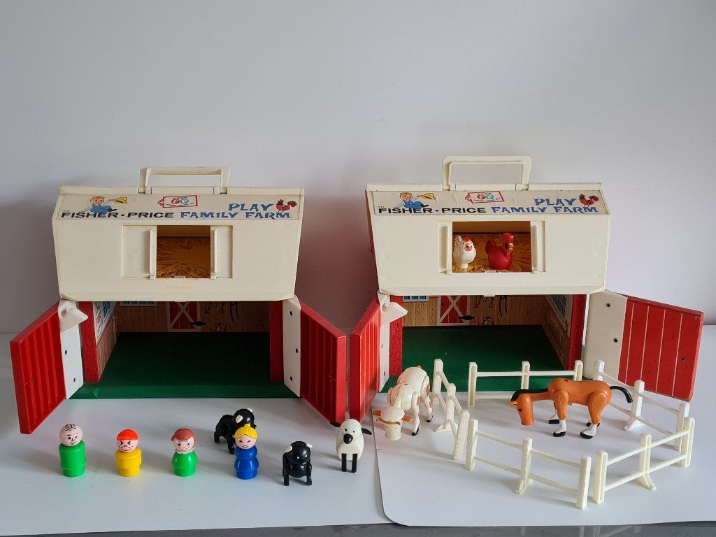 2 vintage Fisher price boerderijen nr 915 + doos, Kinderen en Baby's, Speelgoed | Fisher-Price, Ophalen of Verzenden, Gebruikt