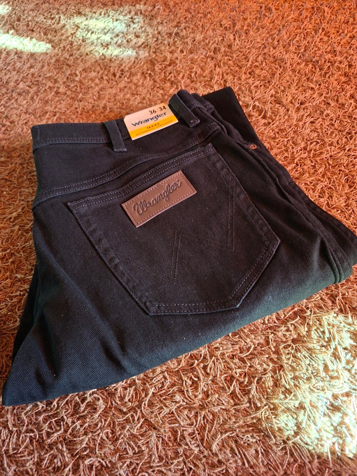 Jeans Wrangler Texas Stretch, W36 - W38 (confectie 52/54), Zwart, Wrangler, Nieuw