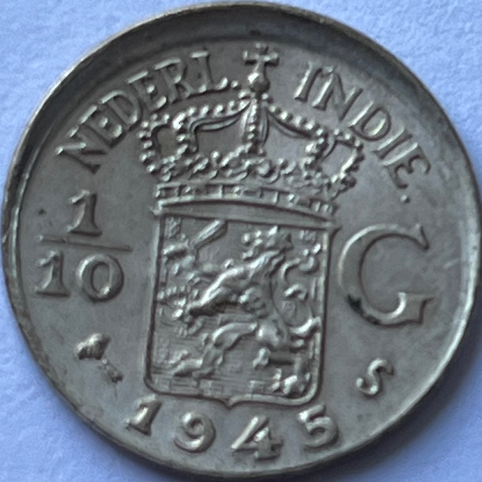 Nederlands-Indië tien cent 1945S misslag!, Postzegels en Munten, Munten | Nederland, Zilver, Ophalen of Verzenden, 10 cent, Koningin Wilhelmina