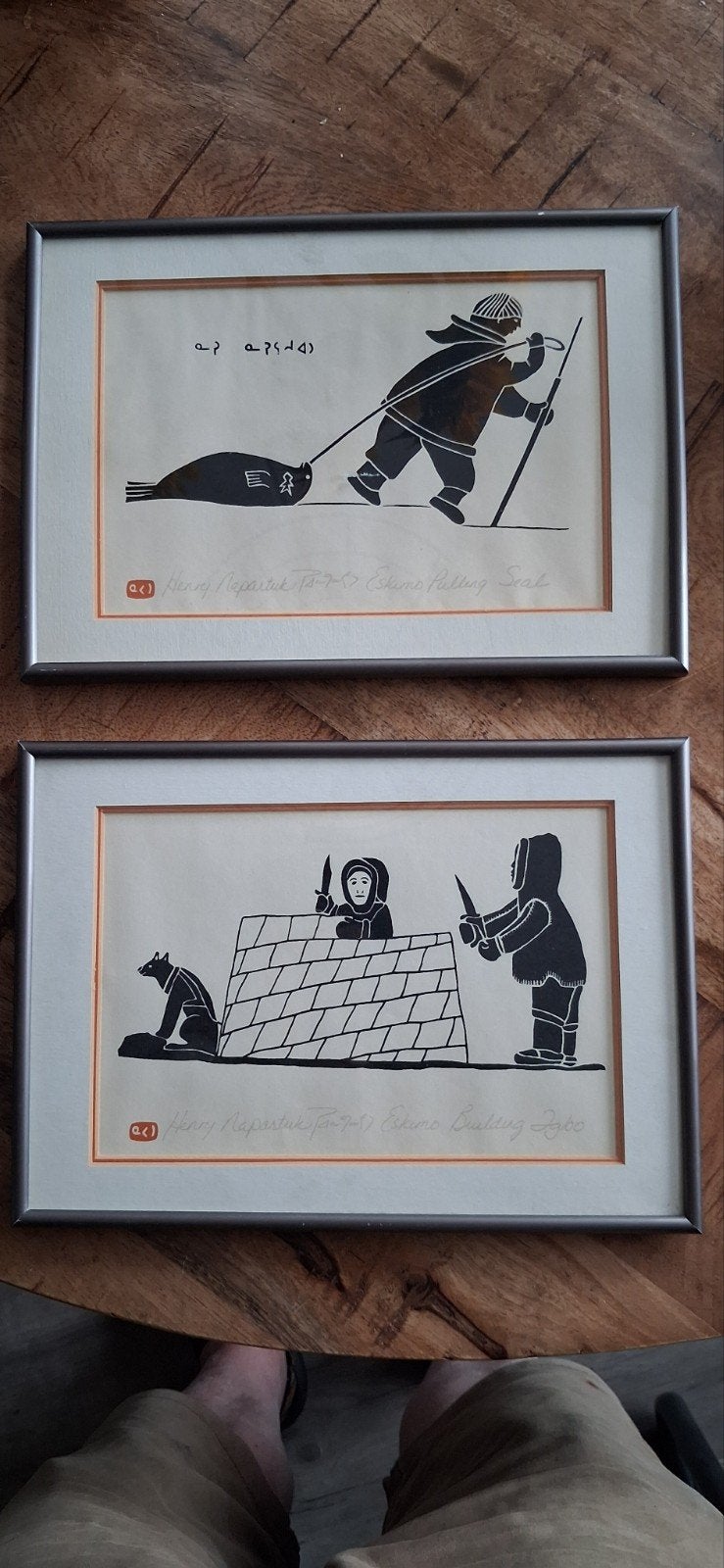 Twee linoafdrukken van Henry napartuk, Ophalen, Lithografie, 1950 - 1999