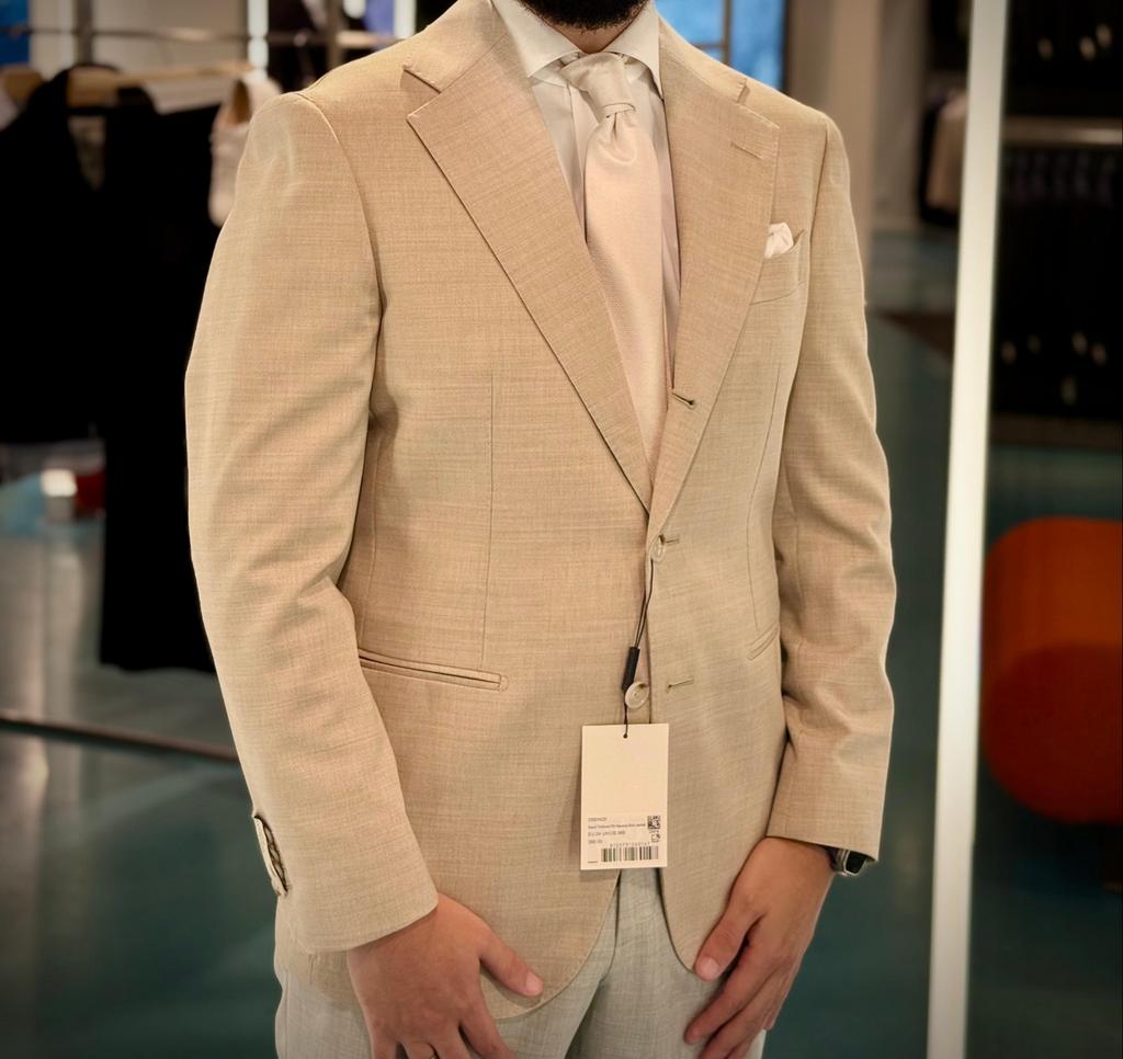 Suitsupply Beige Herenpak drie delig, Ophalen of Verzenden, Zo goed als nieuw, Maat 52/54 (L), Beige