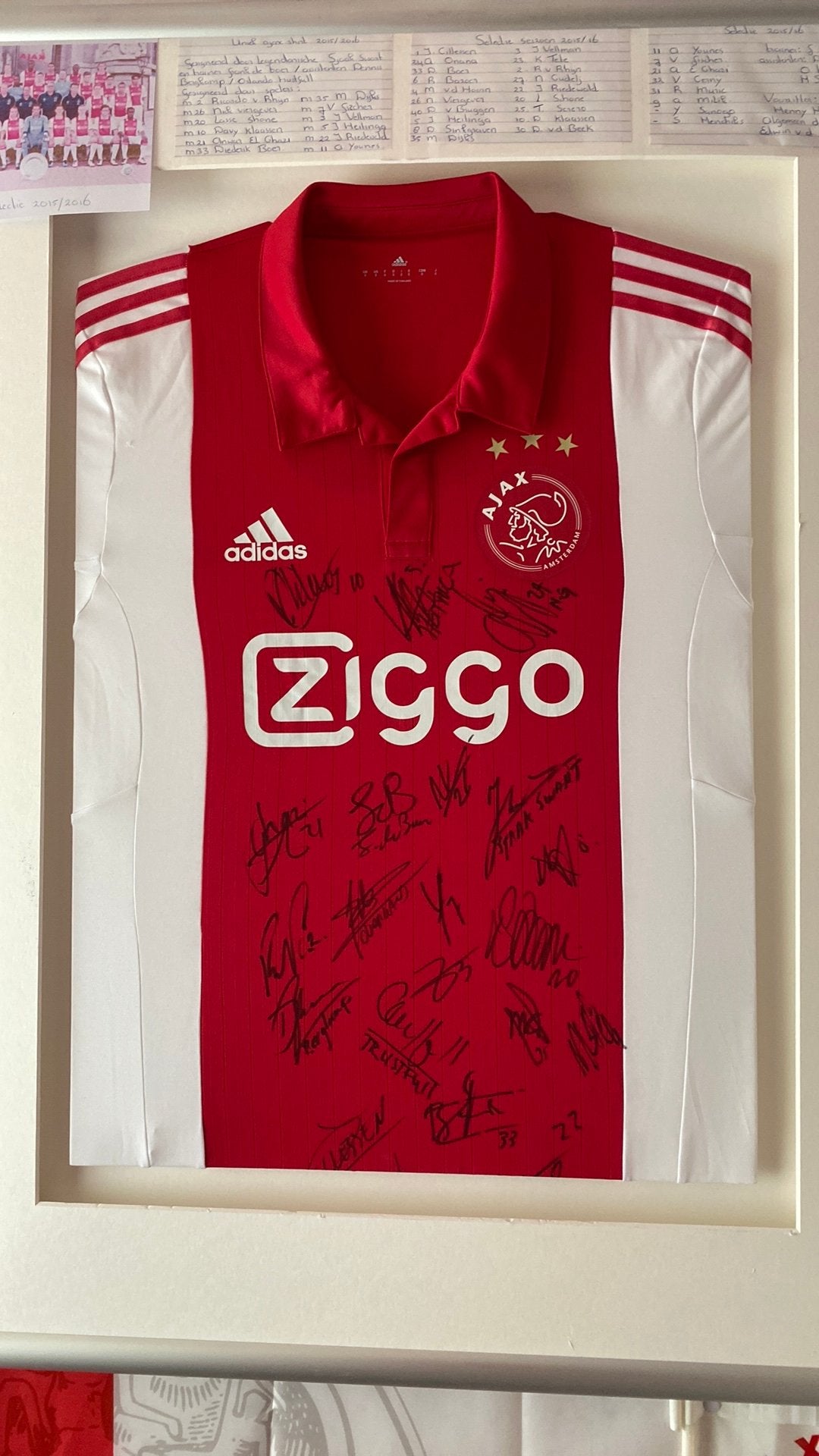 Ajax shirt 2015/16 gesigneerd door spelers, Ophalen, Zo goed als nieuw, Ajax, Shirt
