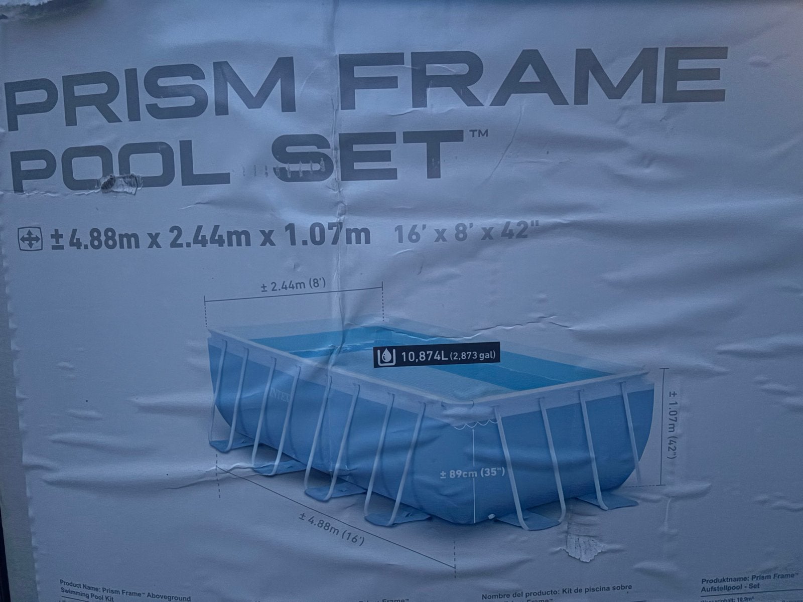 Intex Prism Frame Zwembad Set - 4.88m x 2.44m x 1.07m, Ophalen, Gebruikt, 200 tot 300 cm, 80 tot 120 cm