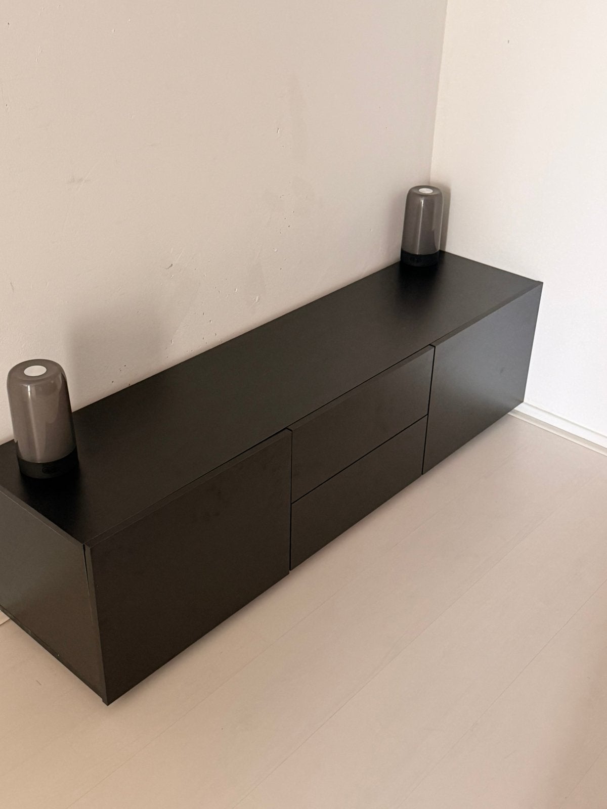 Zwart tv meubel. 2 lades en 2 kastje, Ophalen, Zo goed als nieuw, 25 tot 50 cm, Minder dan 100 cm