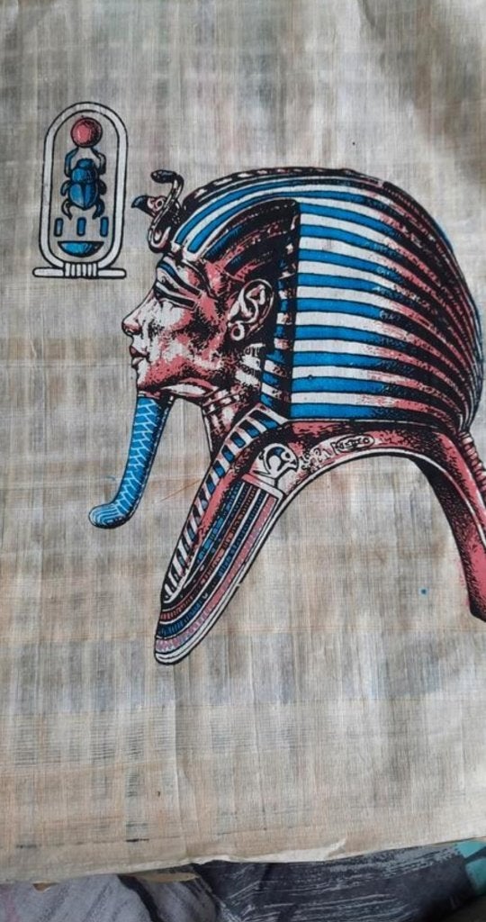 2 Egypte zeefdrukken op een soort van papyrus, Ophalen of Verzenden, Zo goed als nieuw, Minder dan 50 cm, Print