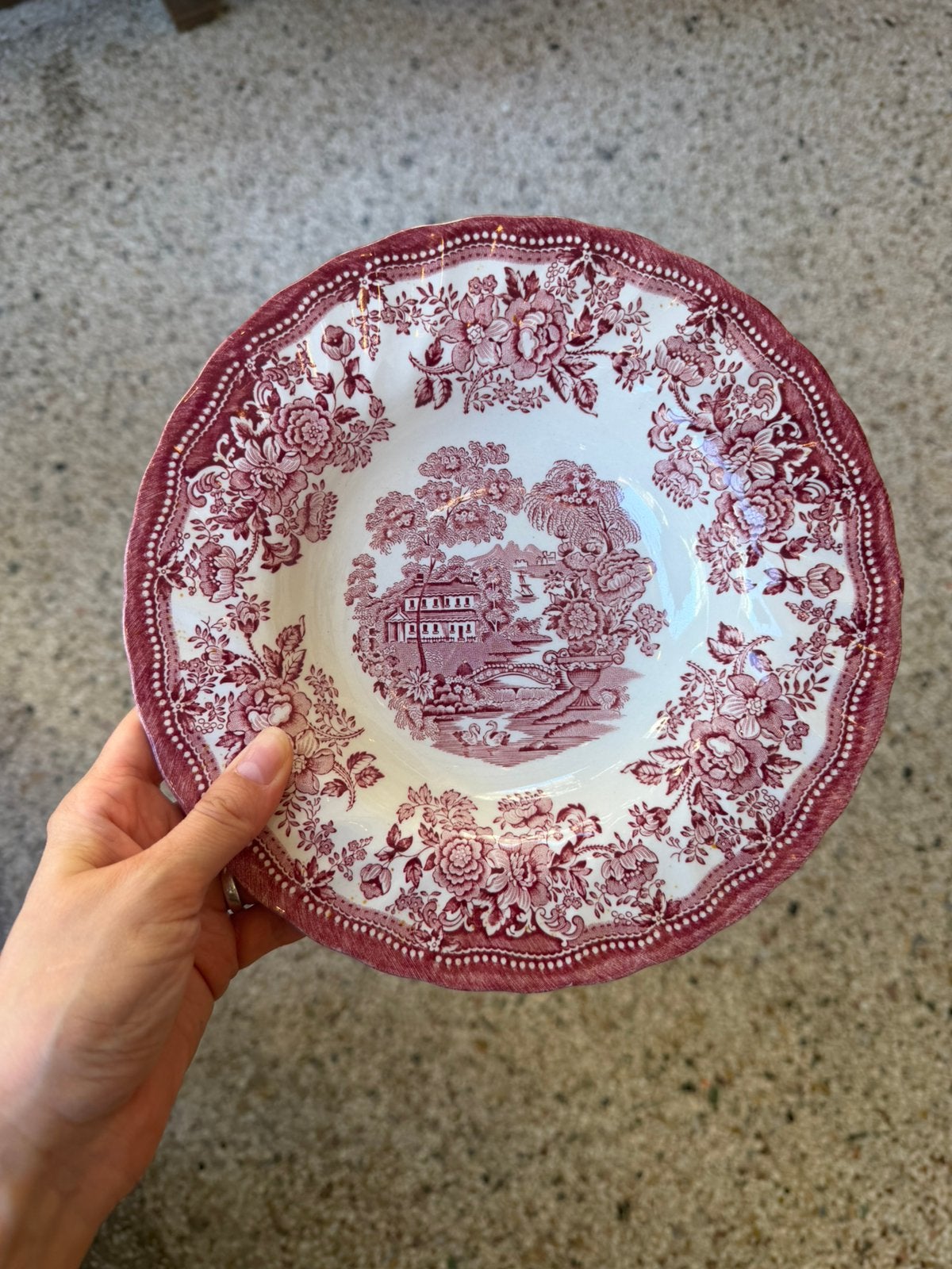 4 vintage Tonquin borden van Myott Staffordshire rood, Ophalen of Verzenden