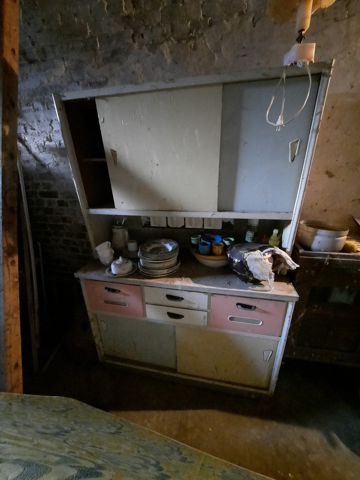 Vintage Keukenkast met Schuifdeuren en Lades, Ophalen