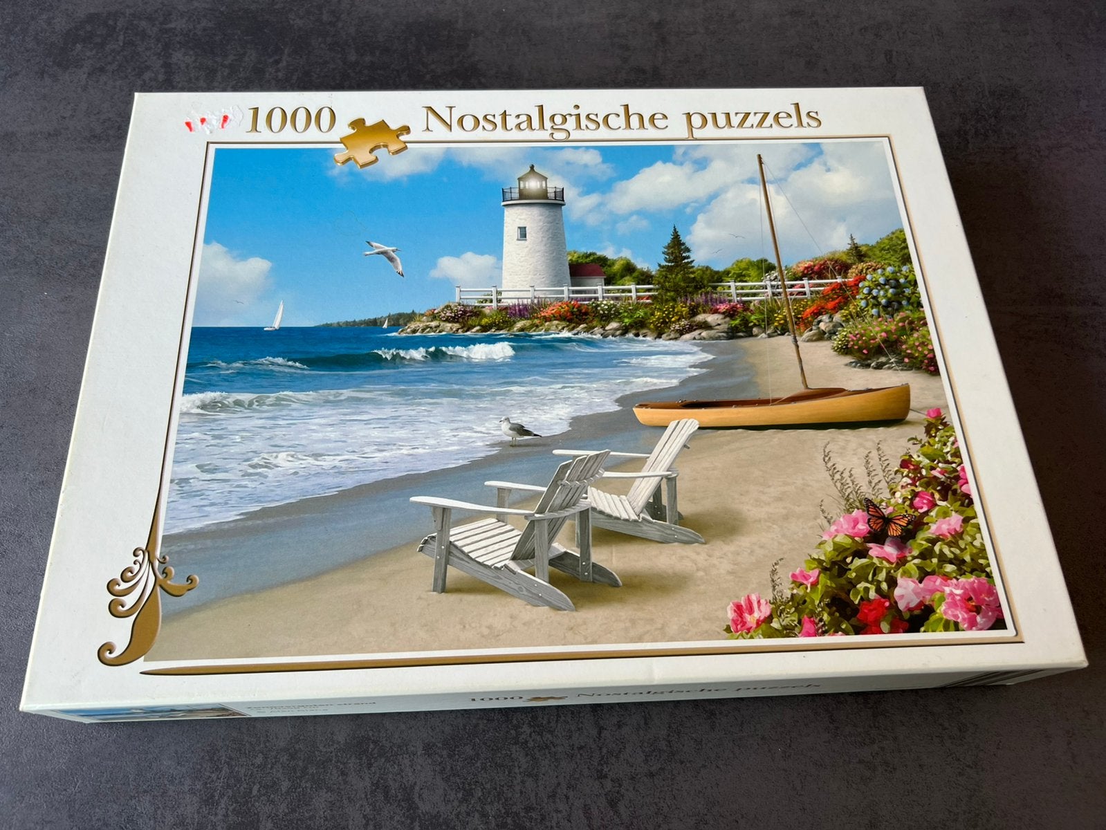 Nostalgische puzzel 1000 stukjes Zonovergoten strand, Ophalen of Verzenden, 500 t/m 1500 stukjes, Zo goed als nieuw