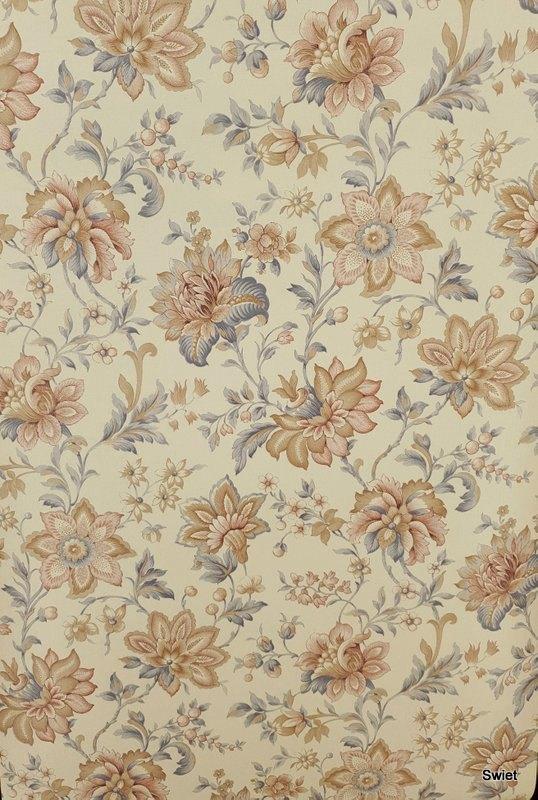 12897 Vintage guirlande bloemen behang van Decofra swiet, Verzenden, 50 tot 75 m², Roze