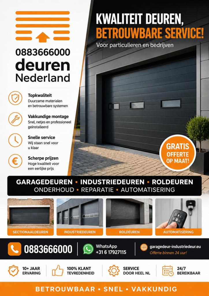 Alpha deur, Novoferm, Hormann, Matex, Multi deur deuren NL, Ophalen of Verzenden, 120 cm of meer, 215 cm of meer, Garagedeur