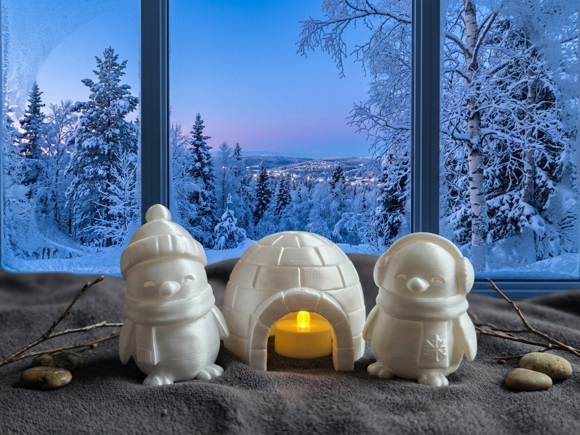 Sfeervolle 3D-Geprinte Pinguïn & Iglo Kerstset, Diversen, Nieuw, Ophalen of Verzenden, Zundert, EMMA3D-creations@outlook.com