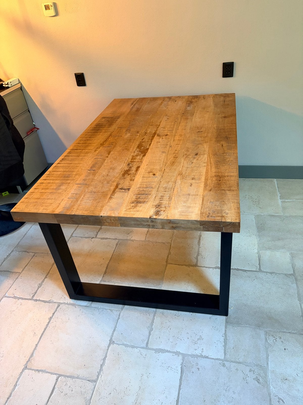 Eettafel Trevor mangohout - 78x160x100 cm, Ophalen, 50 tot 100 cm, Zo goed als nieuw, 150 tot 200 cm