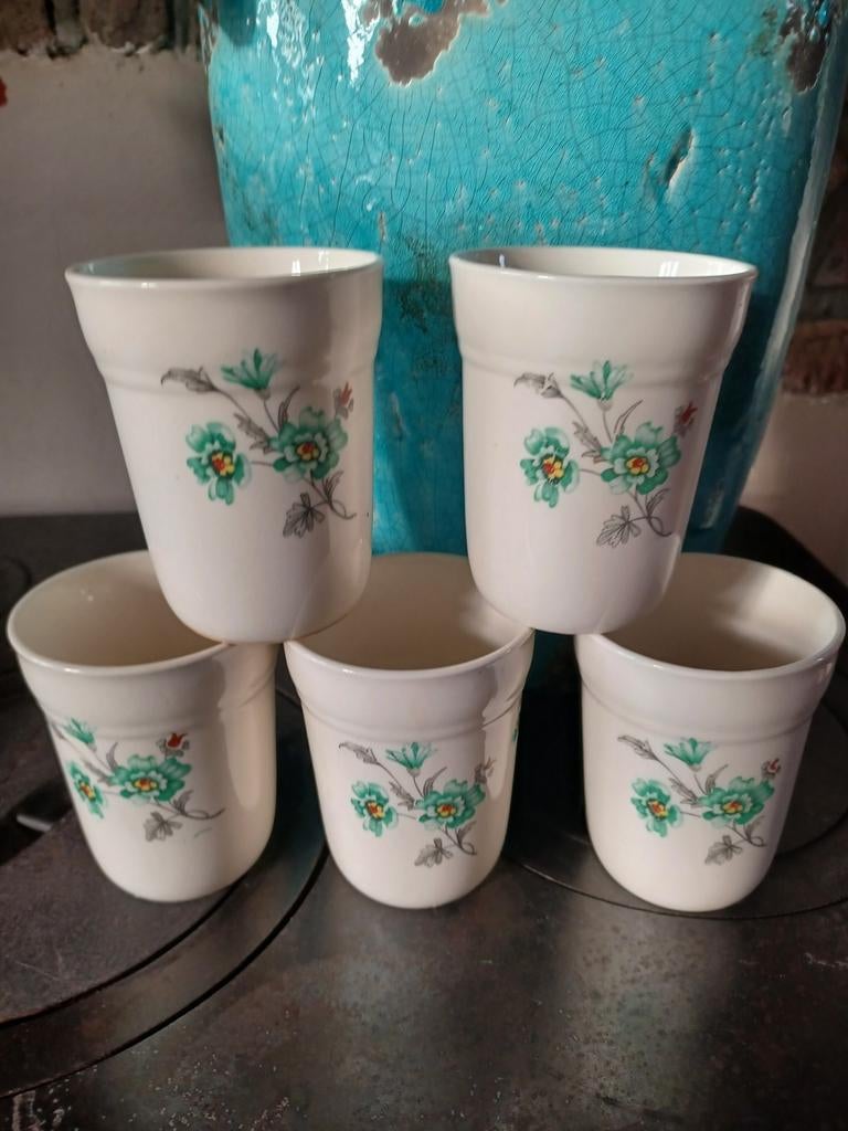 5 bekers groene bloem regout, Ophalen of Verzenden