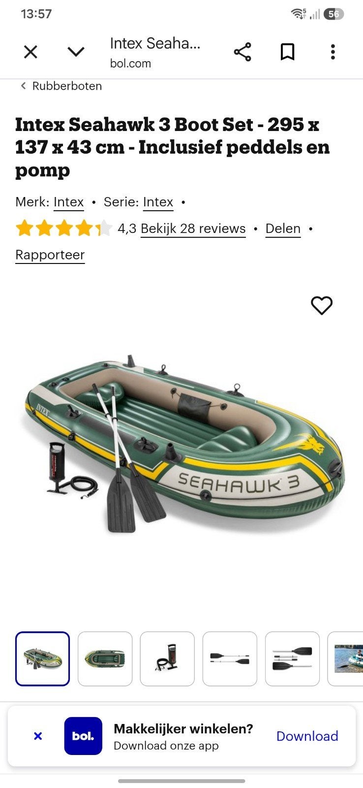 rubberboot, Gebruikt, Met peddels, Overige typen, Twee personen