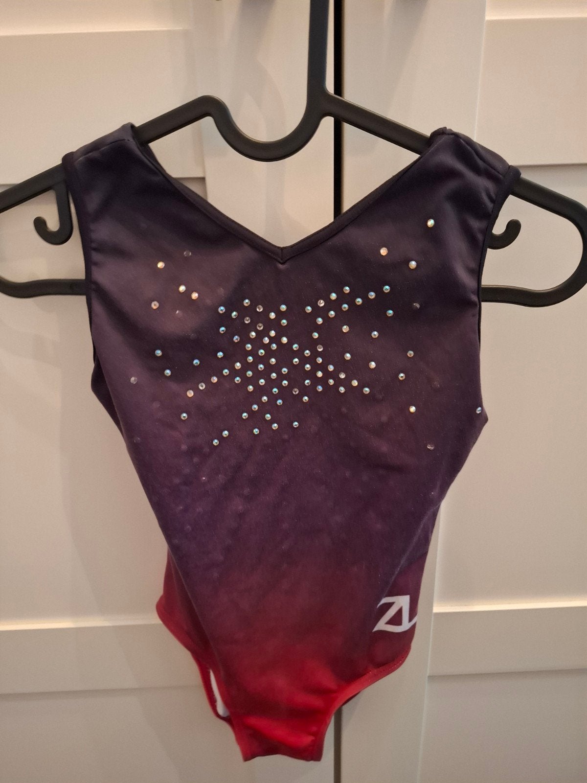 Turnpakje met glitter en bijpassende scrunchie  - Maat CME, Paars, Overige typen, Ophalen of Verzenden, Maat 34 (XS) of kleiner