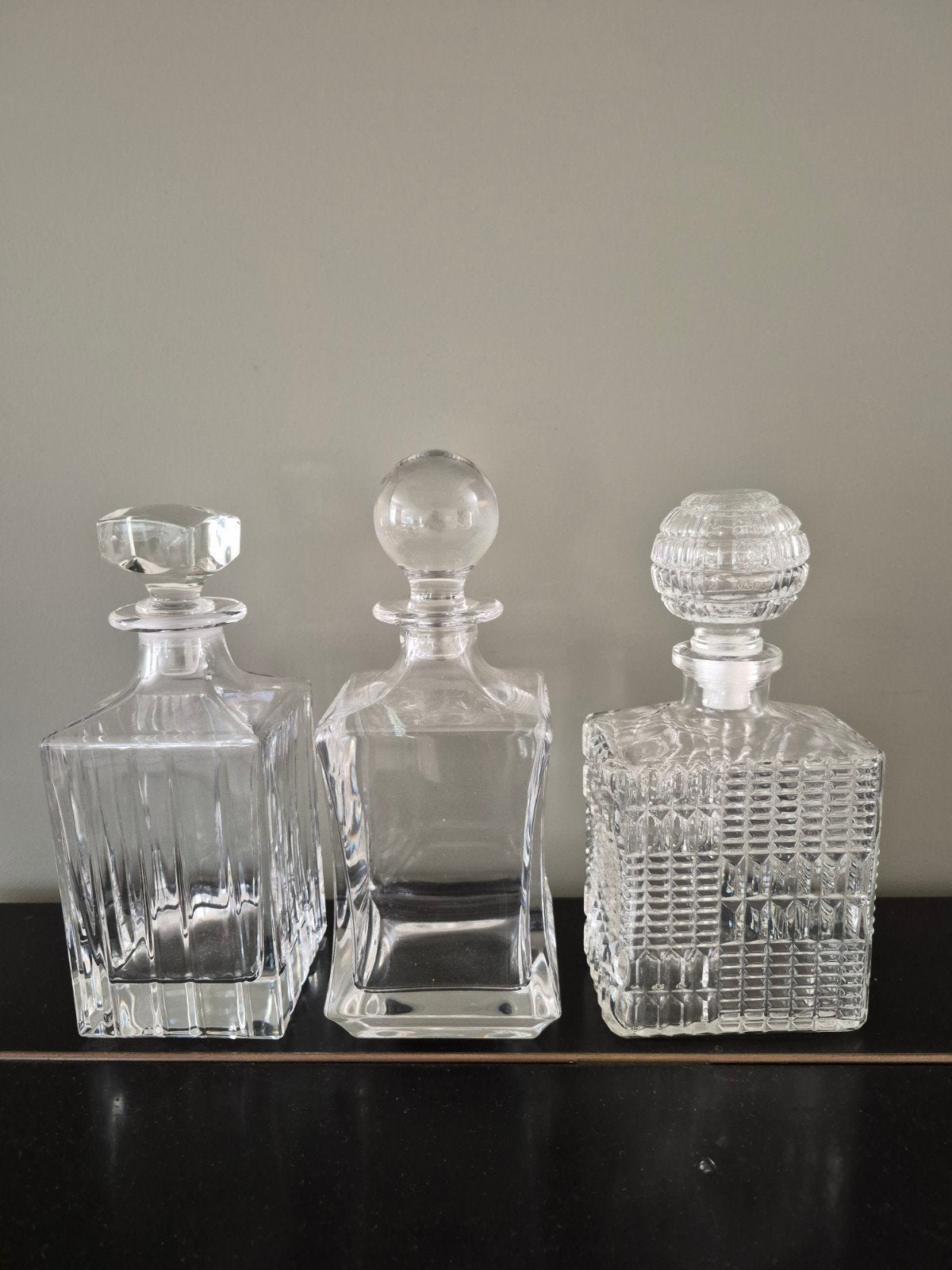 Set van 3 Kristallen Karaffen - Elegant en Tijdloos, Antiek en Kunst, Ophalen of Verzenden