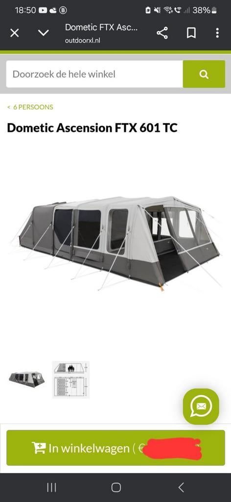 dometic Ascension Ftx601TC   6 PERS  3 x gebruikt, Ophalen of Verzenden, Zo goed als nieuw, Tot en met 4