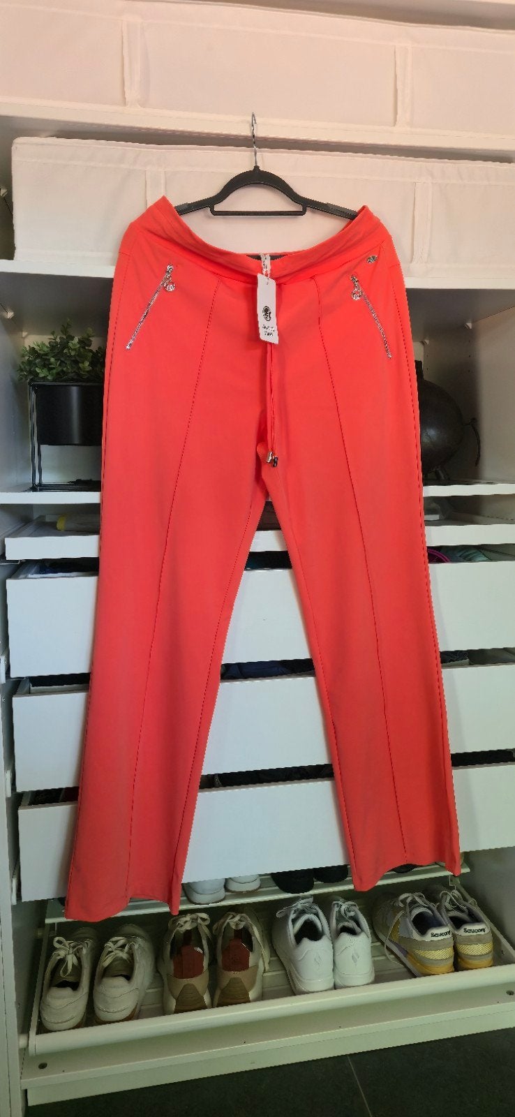 Angelle Milan Koraalrode Broek - Maat XXL Traveller stof, Angelle Milan, Maat 46/48 (XL) of groter, Nieuw, Oranje
