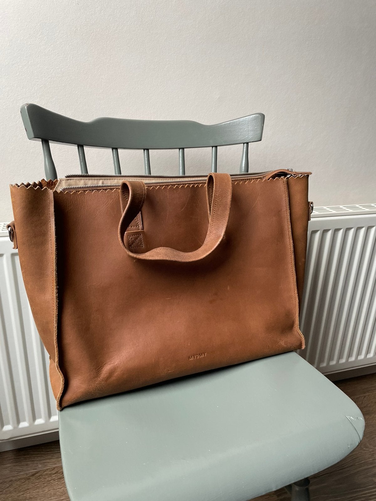 Myomy paperbag workbag, Ophalen of Verzenden, Zo goed als nieuw, Bruin, Handtas