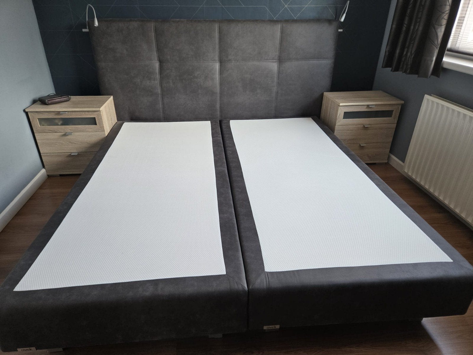 AveK Boxspring 180x200 met hoofdbord - ZGAN, Ophalen, Tweepersoons, Zo goed als nieuw, 180 cm