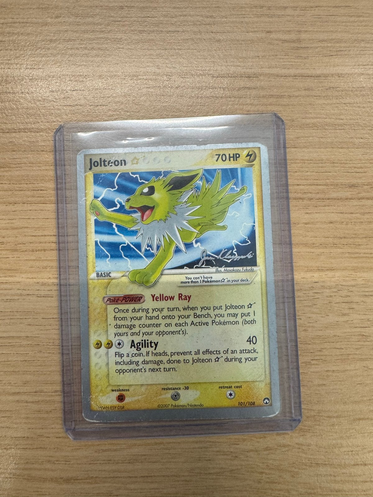Jolteon Gold Star 101/108 EX Power Keepers Pokémon Kaart, Ophalen of Verzenden, Gebruikt, Losse kaart, Foil