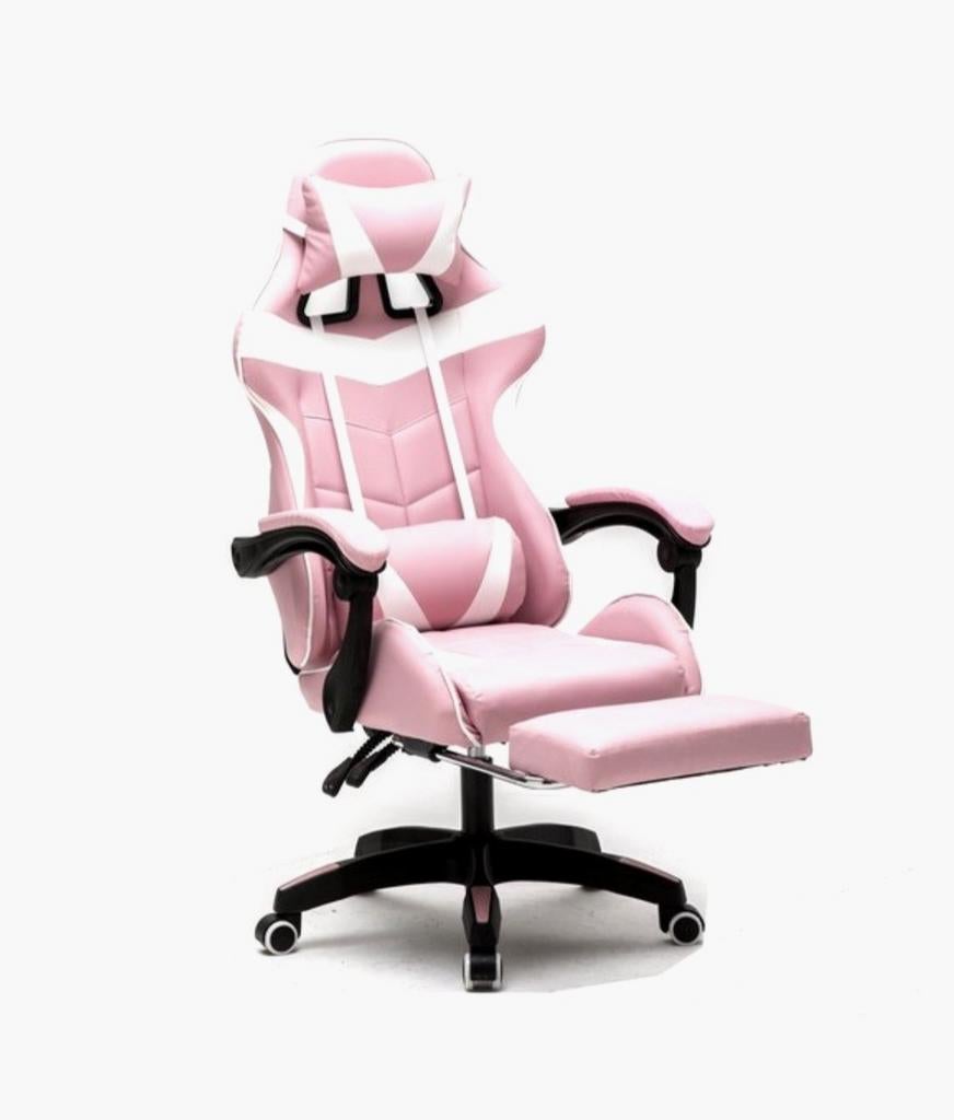Roze Gaming Bureaustoel met Voetensteun - Ergonomisch, Ophalen, Gaming bureaustoel, Zo goed als nieuw, Roze