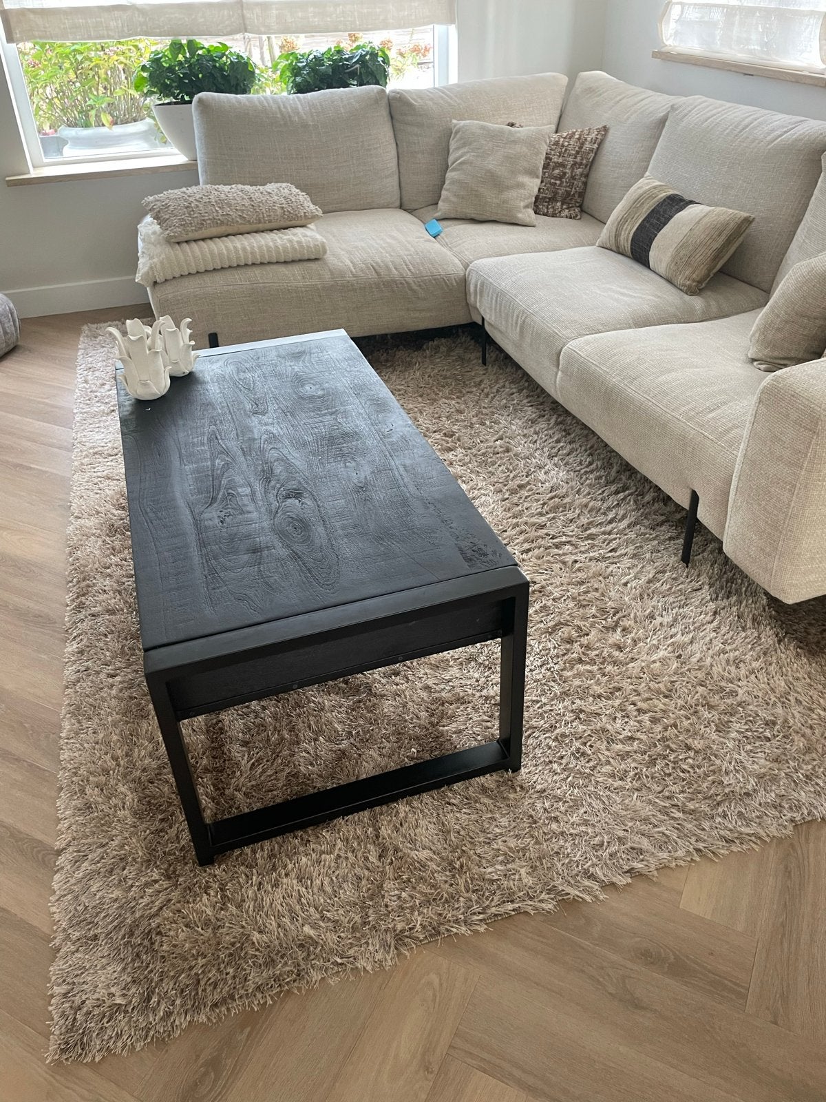 Zacht en comfortabel hoogpolig vloerkleed, beige/crème