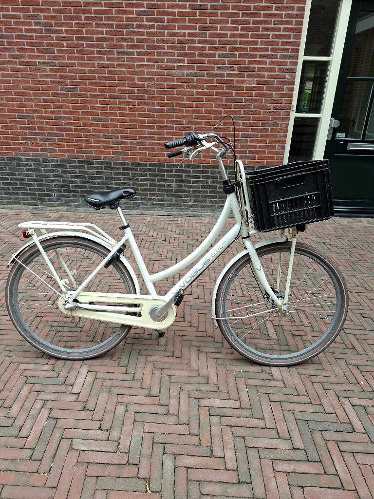 Damesfiets, stationsfiets, transportfiets met krat, Fietsen en Brommers, Ophalen, Gebruikt, Overige merken