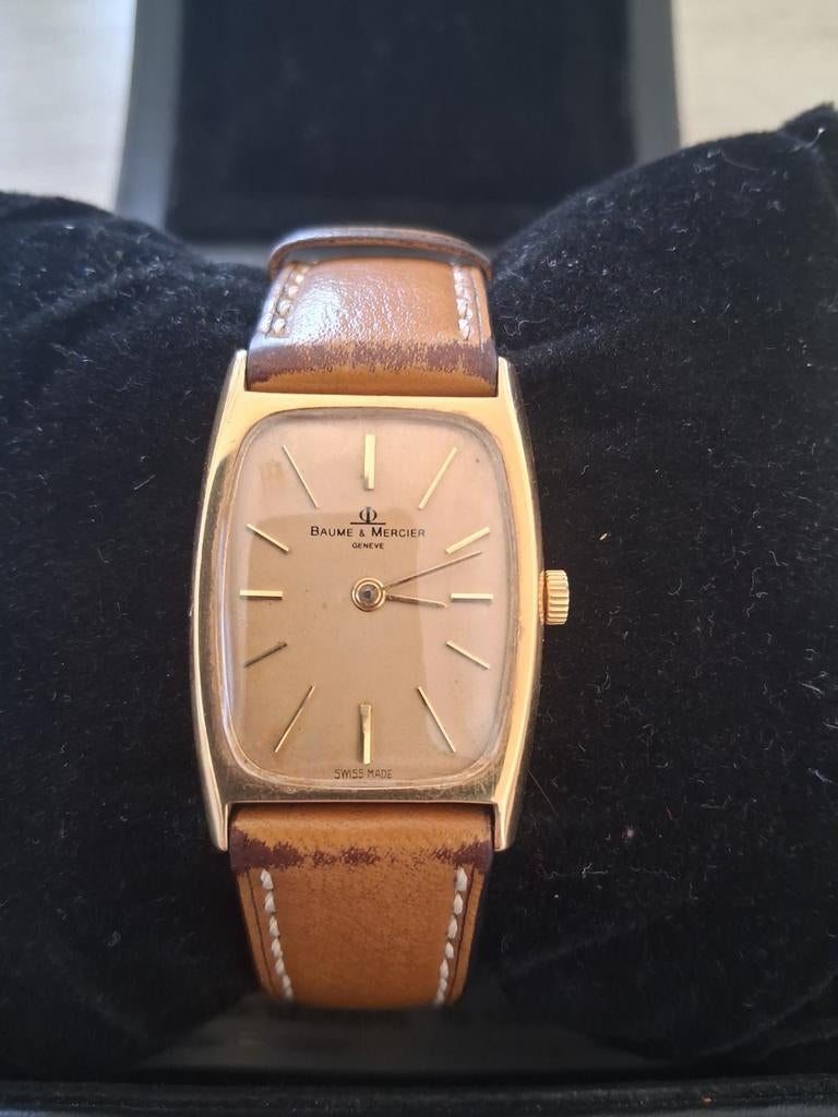 Baume & Mercier Vintage Horloge - 18 karaat goud, Goud, Ophalen, Overige merken, Leer