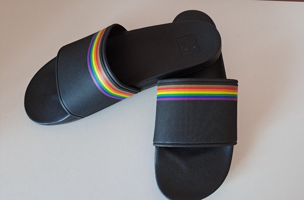 Nieuw Reef slippers met regenboogband, Zwart, Nieuw, Reef, Ophalen