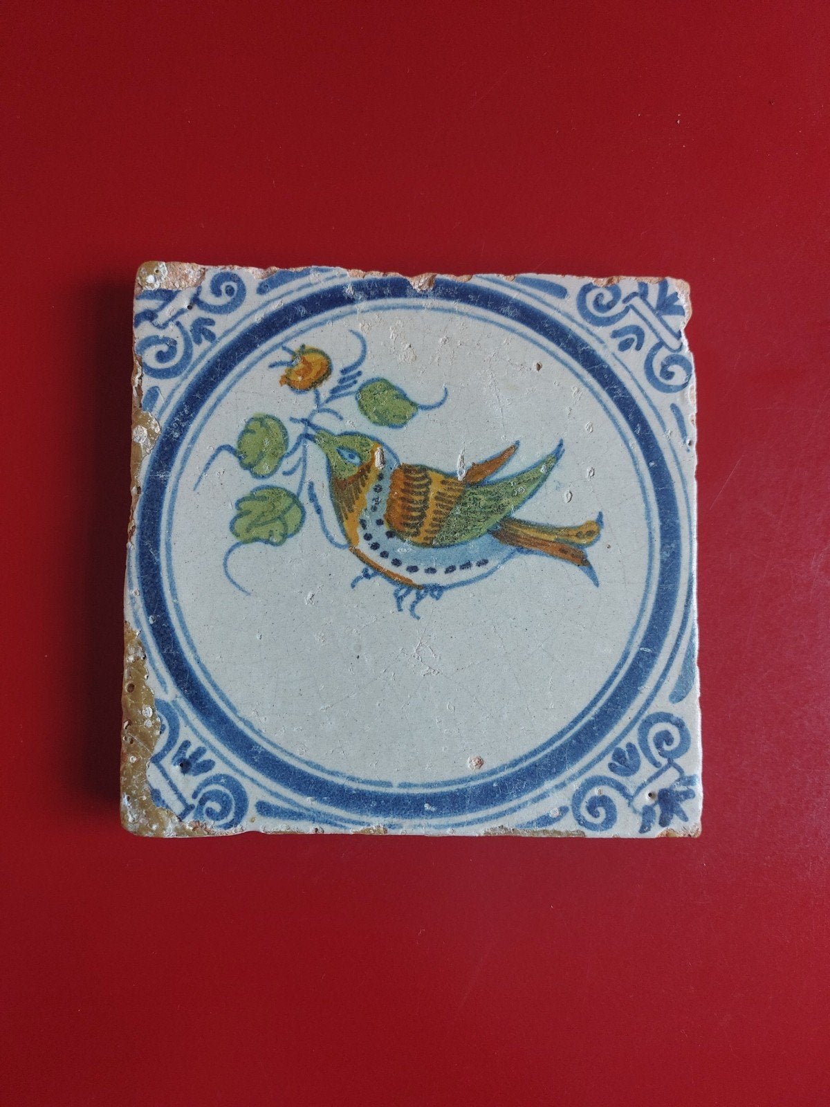 17de eeuwse vogeltegel, Antiek en Kunst, Antiek | Wandborden en Tegels, Ophalen of Verzenden