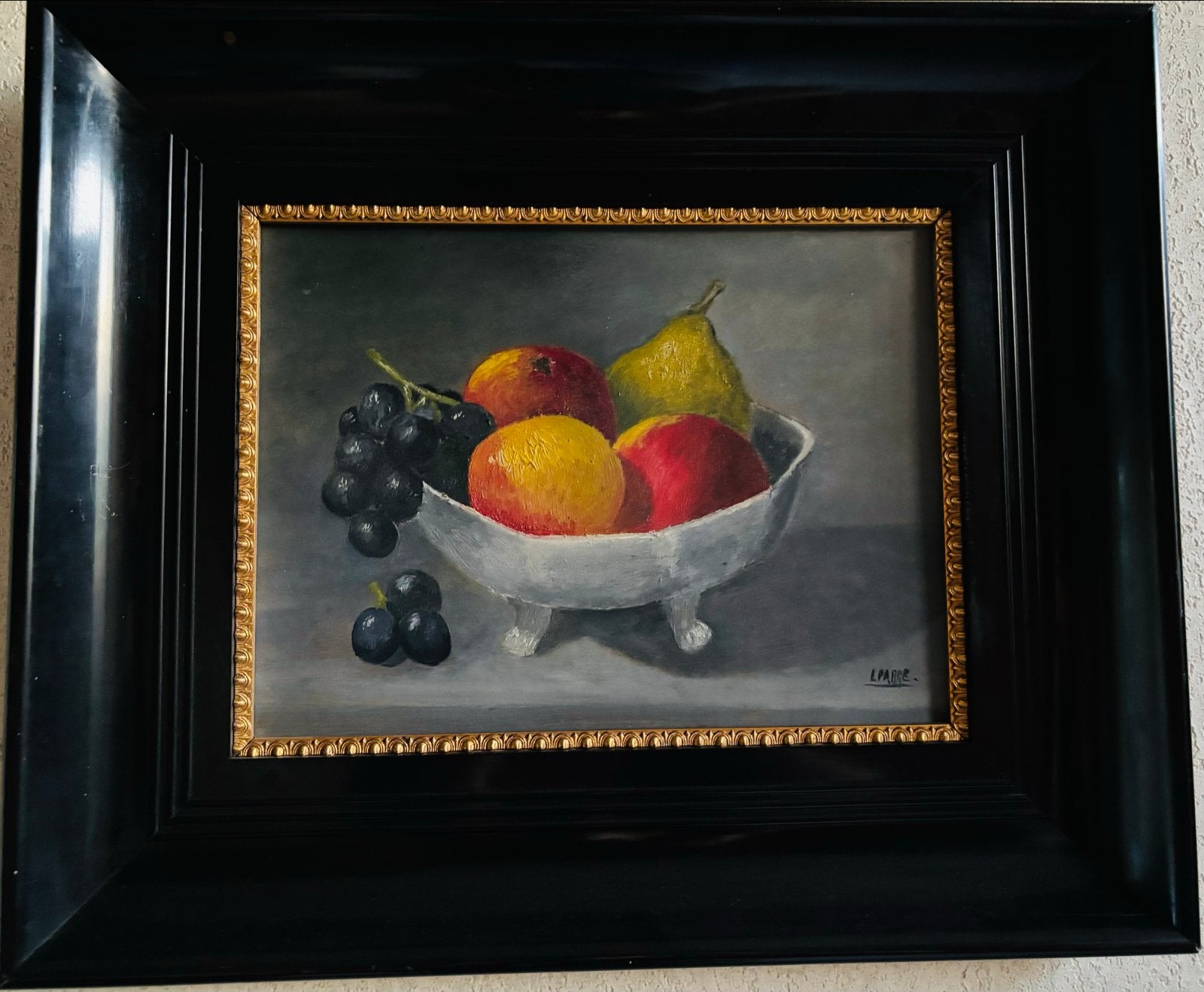 Schilderij stilleven met fruit, gesigneerd, Doek, Stilleven, Ophalen of Verzenden, Gesigneerd