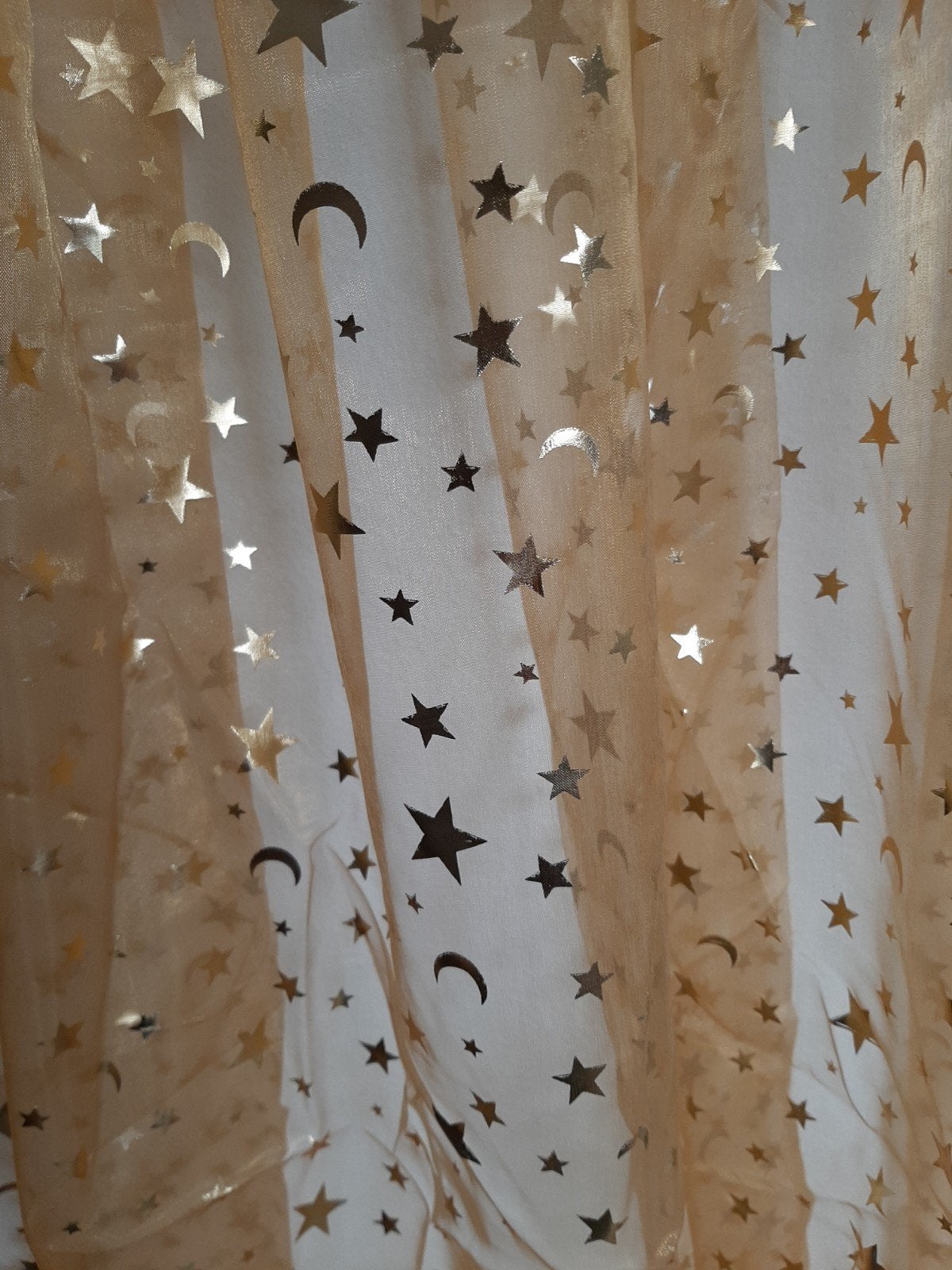 1 voile stofbaan met sterretjes-goudkleurig-decoratie-, Ophalen of Verzenden, Goud, Textiel, Oosters