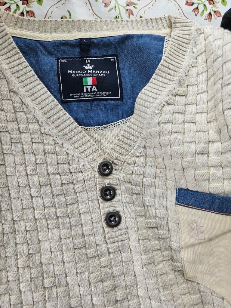Heren trui Marco Mancini, beige, maat L, Kleding | Heren, Maat 52/54 (L), Beige, Ophalen of Verzenden, Gedragen