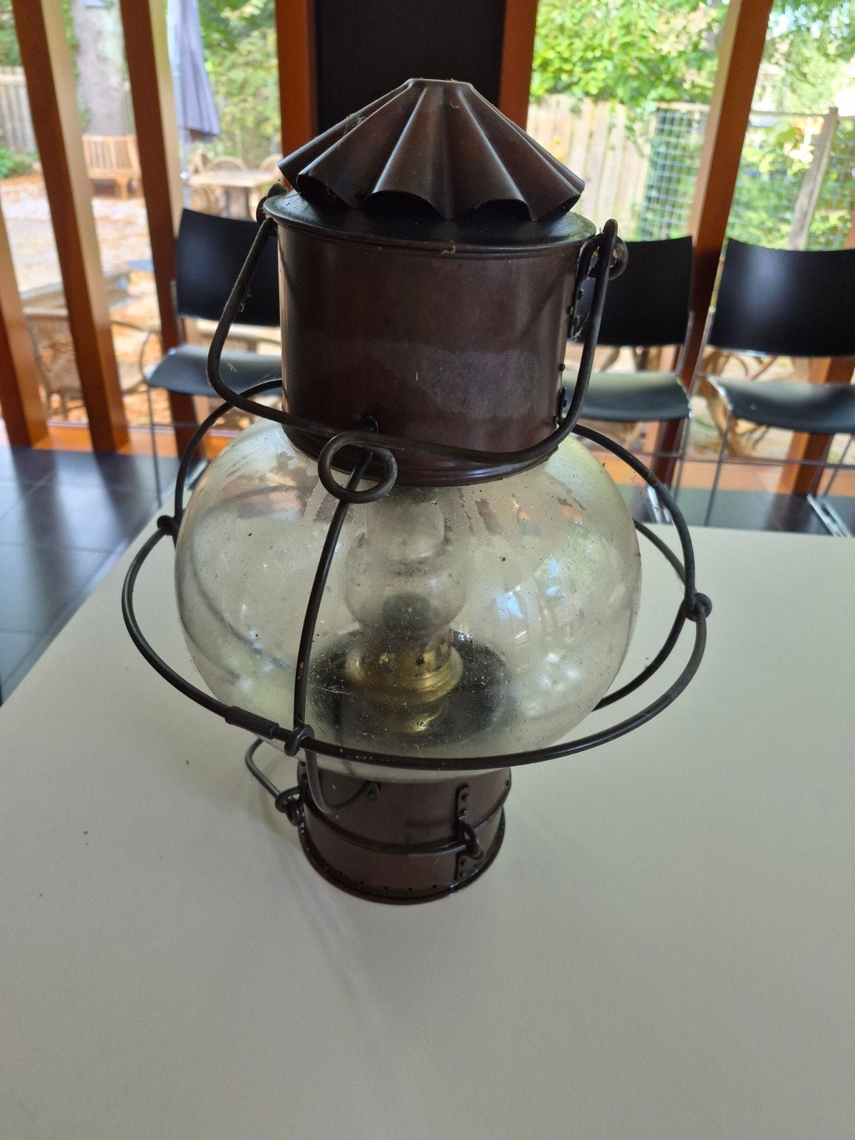 Antieke scheepslamp / olielamp, Antiek en Kunst, Ophalen