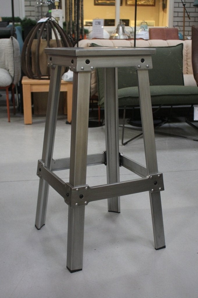 Stoere barkruk industrieel vintage metaal horeca mancave 30x, Ophalen, 5 krukken of meer, Met voetsteun, 60 tot 90 cm
