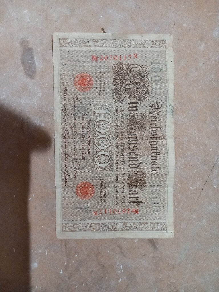 bankbiljet duitse keizerrijk 1910, Ophalen, Duitsland, Los biljet