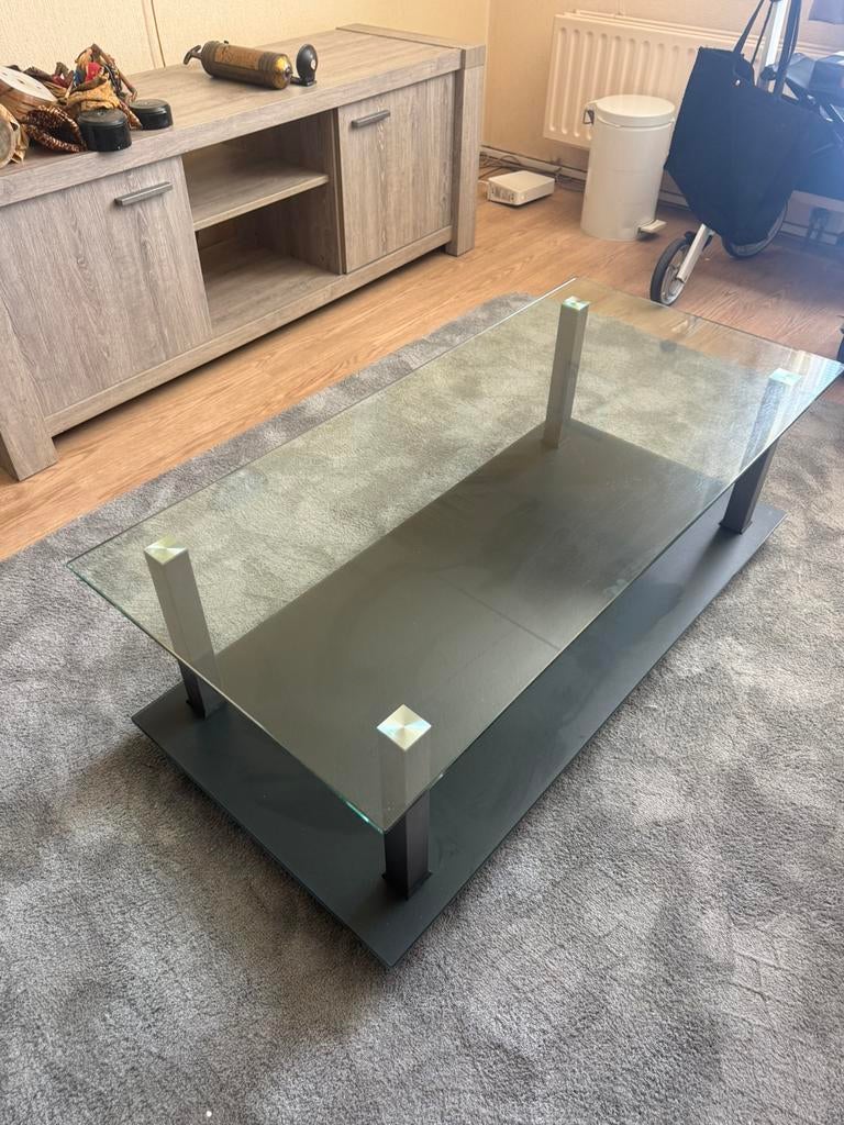 Glazen tafel, Huis en Inrichting, Ophalen, 100 tot 150 cm, 50 tot 100 cm, Zo goed als nieuw