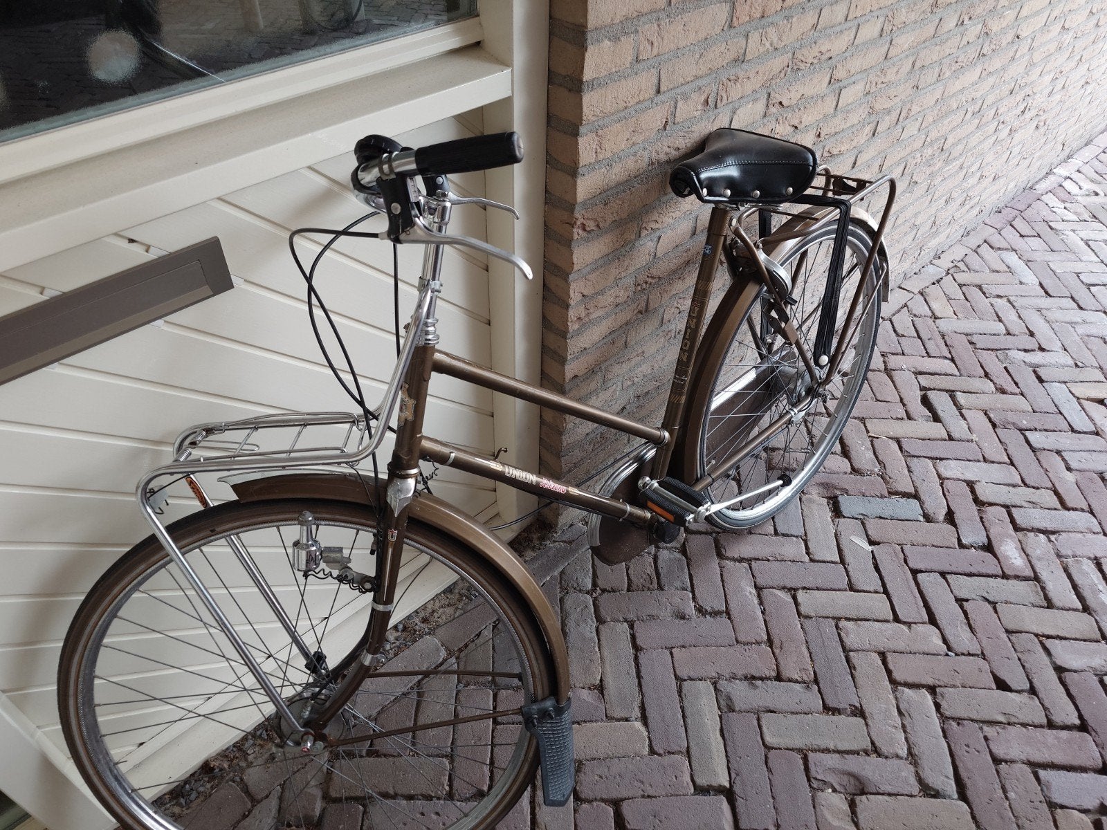 Union Damesfiets met voordrager - Bruin, Overige merken, Velgrem, Versnellingen, Ophalen of Verzenden