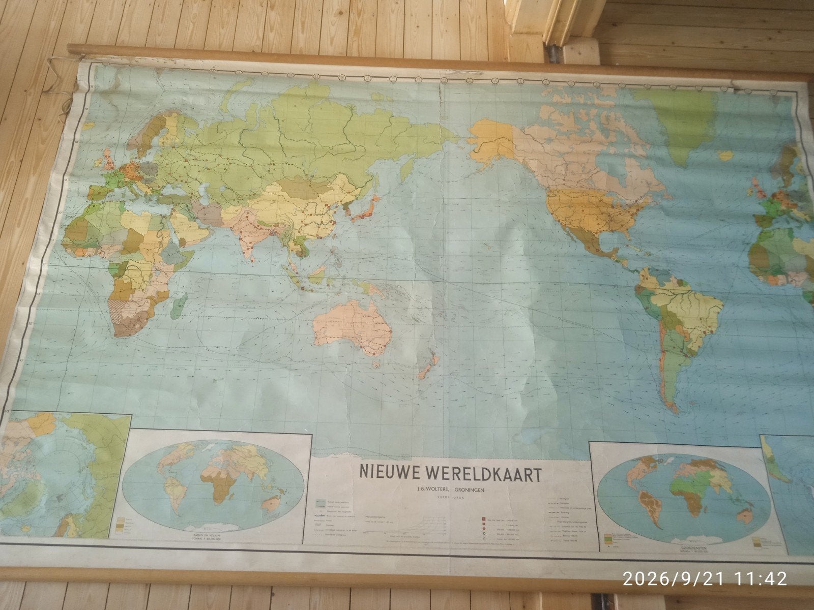 Oude 1950 schoolplaat van de Nieuwe Wereld 160*240cm, Ophalen, Aardrijkskunde