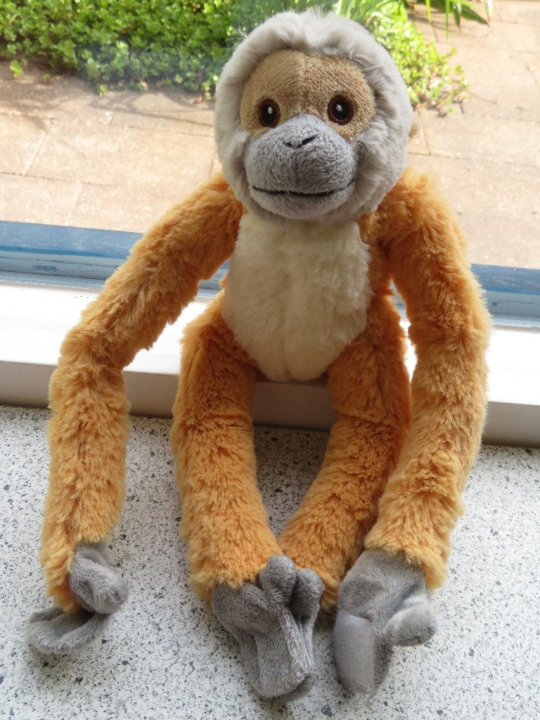 Aap jungleaap slungelaap 3 kleurig velours Apenheul, Kinderen en Baby's, Speelgoed | Knuffels en Pluche, Zo goed als nieuw, Aap