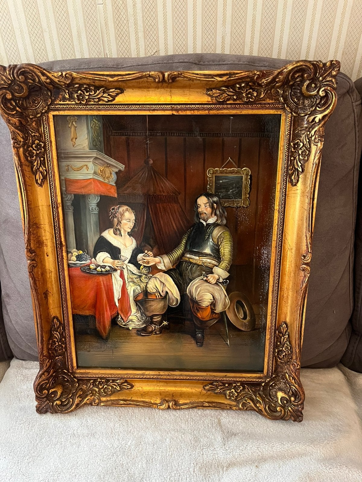 Antiek olieverf romantisch schilderij, Ophalen