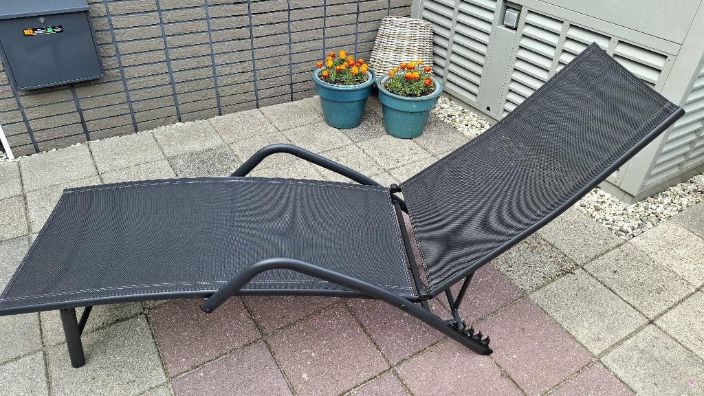 Ligbed, Ophalen, Zo goed als nieuw, Aluminium, Verstelbaar