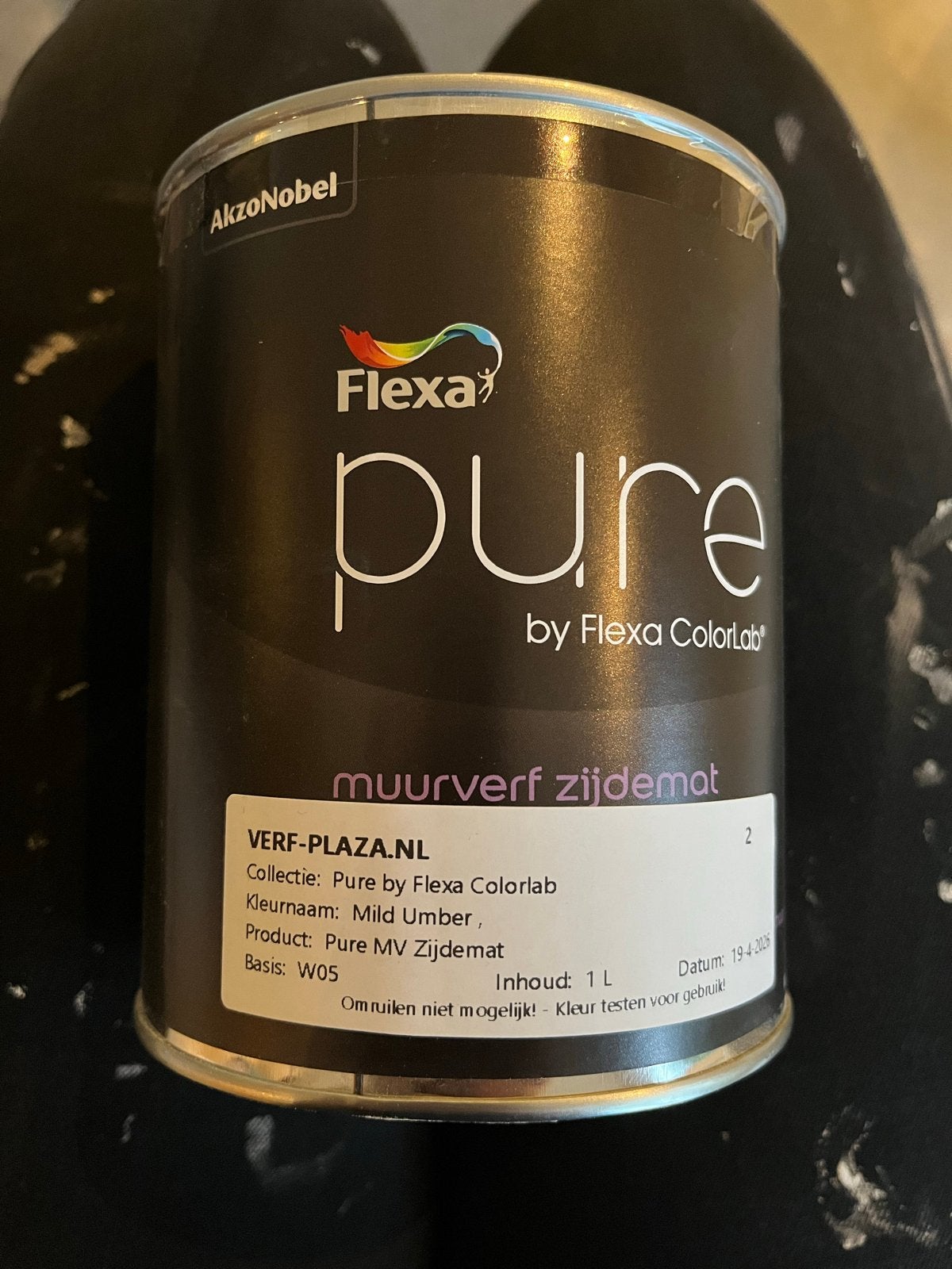 Flexa Pure Mild Umber Muurverf Zijdemat 1L Nieuw, Bruin, Nieuw, Ophalen of Verzenden, Verf