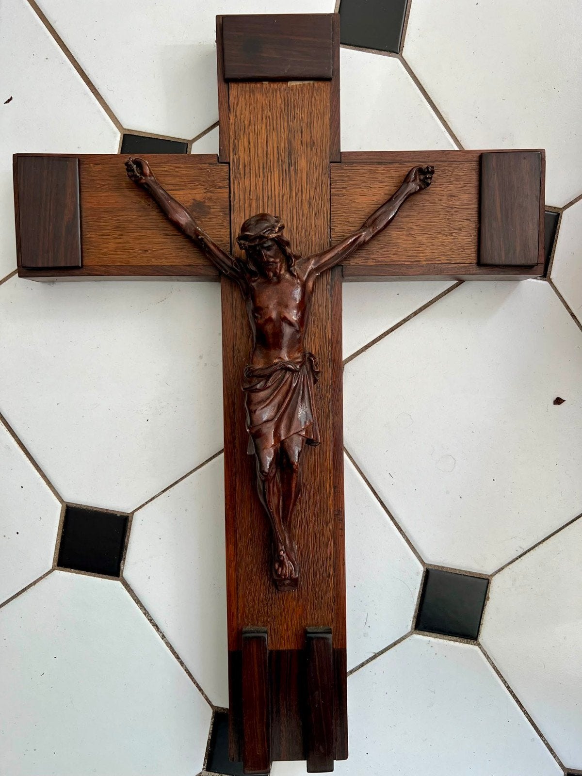 Antiek kruisbeeld crucifix hout, Antiek en Kunst, Ophalen of Verzenden
