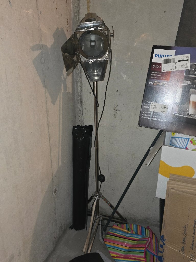 Verchroomde theater-spotlight, Led-lamp, Gebruikt, E27 (groot), Ophalen