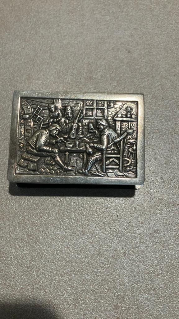 Antieke Luciferhouder keurmerk verzilverd HH 90 4,5*4*2cm, Antiek en Kunst, Ophalen of Verzenden