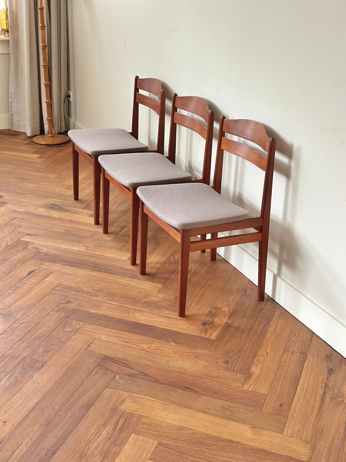 Set 3 vintage Deense design stoelen teak hout jaren 50/60/70, Ophalen, Gebruikt, Vintage desgin, Hout